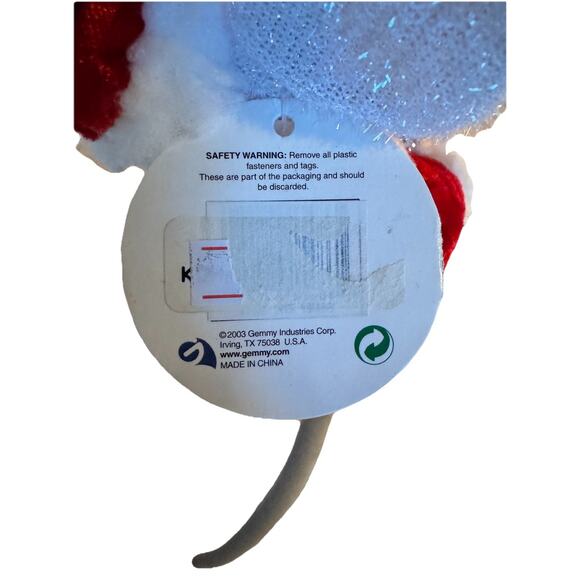 VTG Gemmy Musical Christmas Mouse Santa 8” Plush Animated Plays Here Comes Santa - Picture 8 of 9